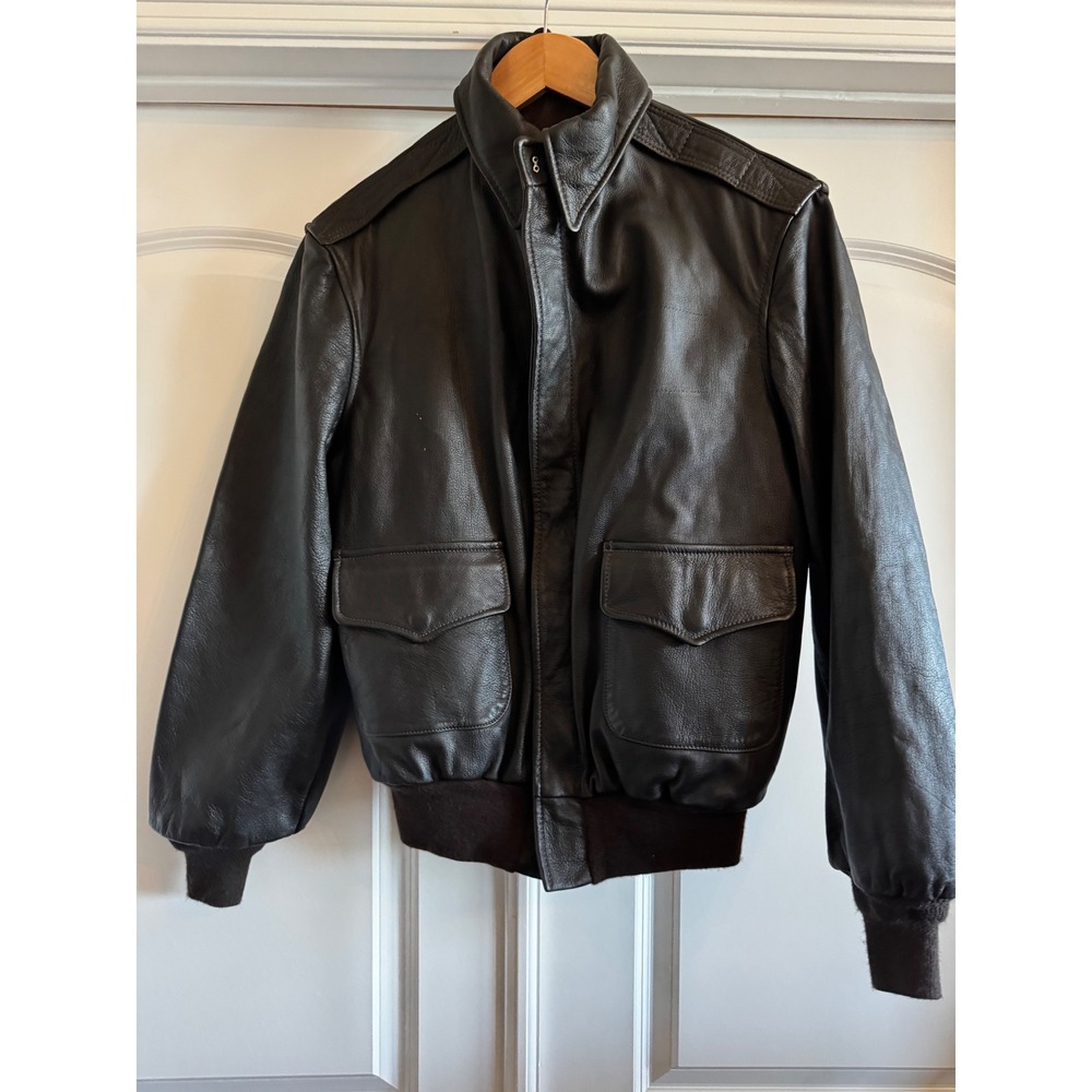 USAF Type A-2 Flight Jacket 1992 Orchard M/C Branded Garments Leather Brown 42R